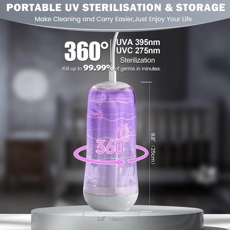 IvyWind Electric Travel Baby Bottle Brush Set with Storage Box, Automatic Bottle Cleaner Brush Kit with Silicone Bottle/Nipple/Straw Brush, Milk Frother Electric and Drainage Rack, Rechargeable, Gray - Image 2